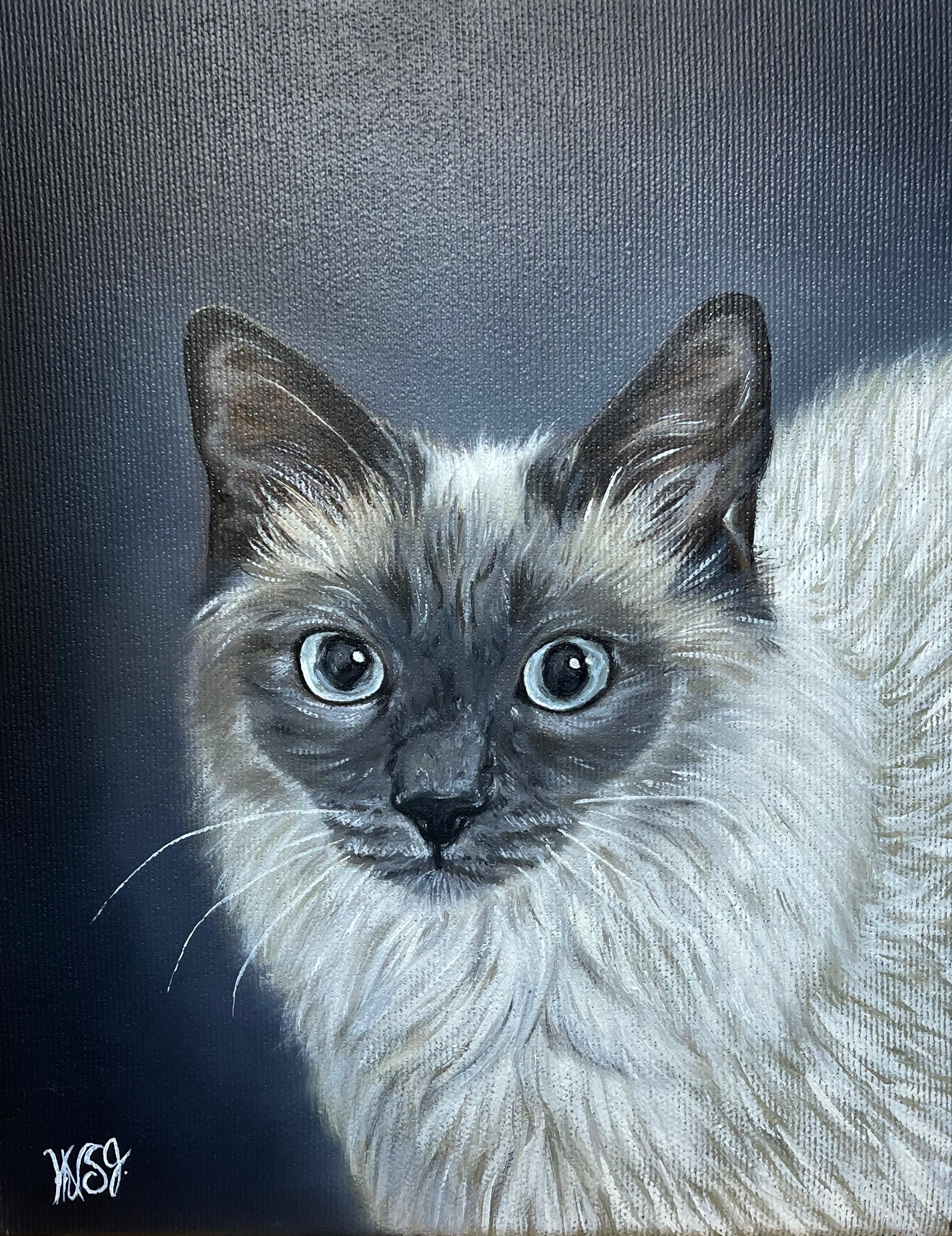 A hand-painted pet portrait of Gigi, a dog oil